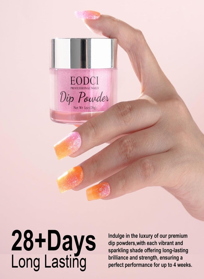 EODCI Dip Powder Reflective Hot Pink Glitter Nail Dipping Powder French Powder Glitter Nail Art Starter Manicure Salon DIY at Home No Needed Nail Lamp Curing Odor-Free&Long-Lasting 1 Oz - Image 5